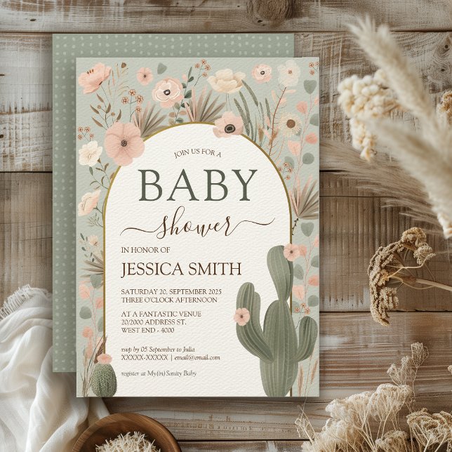 Desert Chic Baby Shower Invitation (Bring on the desert boho vibes with this warming gender neutral invitation. )