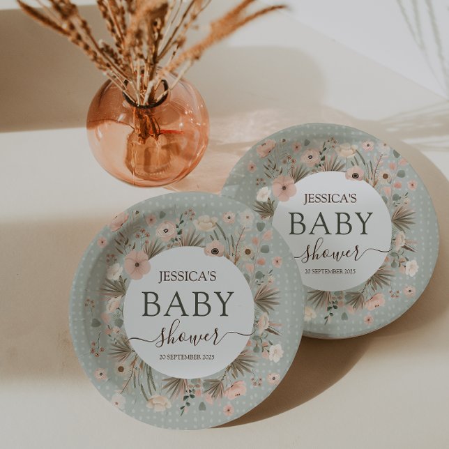 Desert Chic Baby Shower Paper Plates (Let us take the prickles out of your baby shower planning with this “sand-tastic” desert chic theme.)