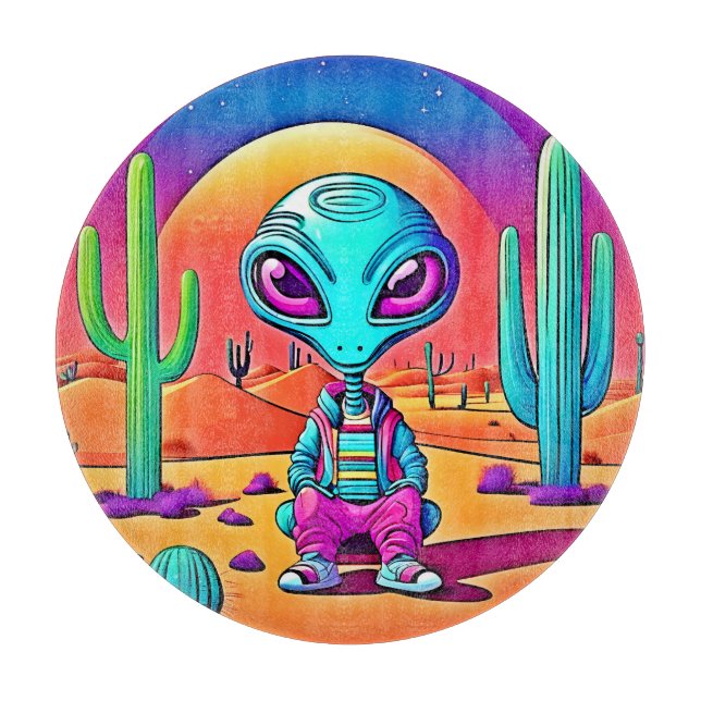 Desert Chillin' Alien Art Cutting Board (Front)