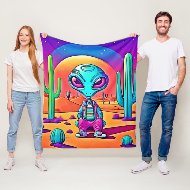Desert Chillin' Alien Art Fleece Blanket (In Situ)