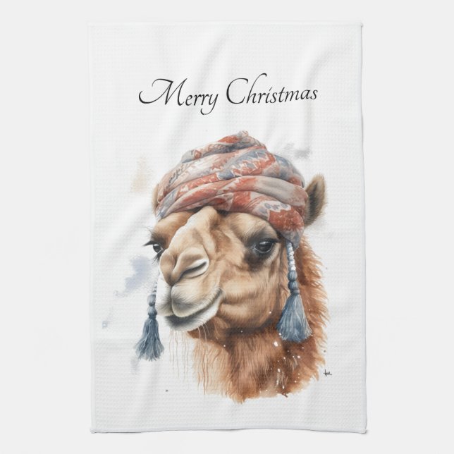 Desert Christmas Joy, custom Kitchen Towel (Vertical)