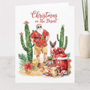 Desert Christmas with Cactus Santa Claus Card