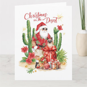 Desert Christmas with Cactus Santa Claus  Card