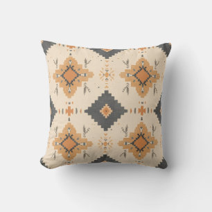 Desert Clay & Charcoal Pattern Throw Pillow