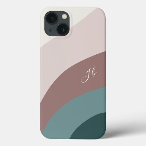 Desert Clay  Spruce Boho Color Flow Monogram iPhone 13 Case