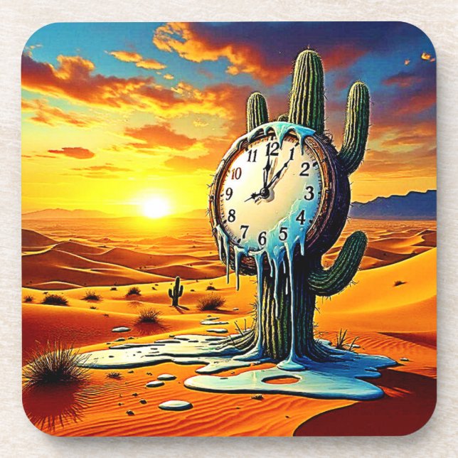 Desert Clock Dreamscape Beverage Coaster (Front)