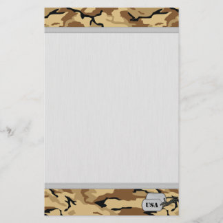 Desert Color Camo w/ Grainy Background texture Stationery