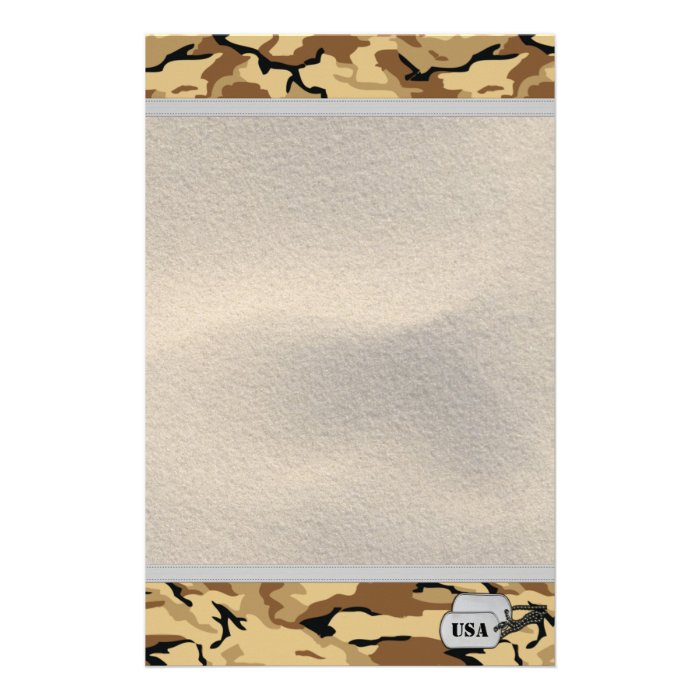 Desert Color Camo w/ Sand Background Stationery Design