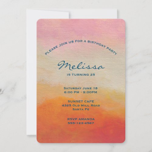 Desert Colors Abstract Landscape Birthday Invitation