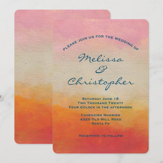 Desert Colors Abstract Landscape Wedding Invitation (Front/Back)