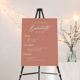 Desert Coral Modern Bachelorette Weekend Itinerary Foam Board