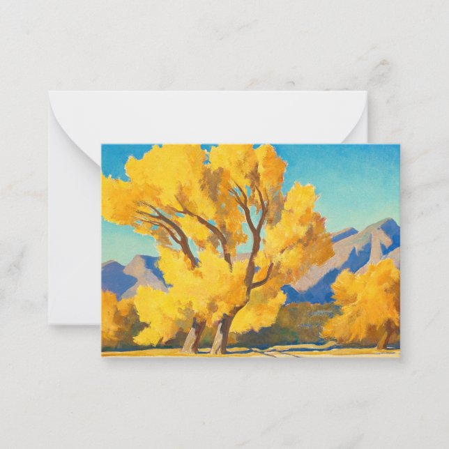 Desert Cottonwoods, Arizona by Maynard Dixon Note Card (Front)