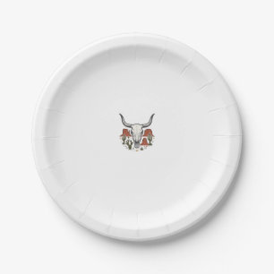 Desert Cow Skull Vintage Southwest Cactus Art Paper Plates