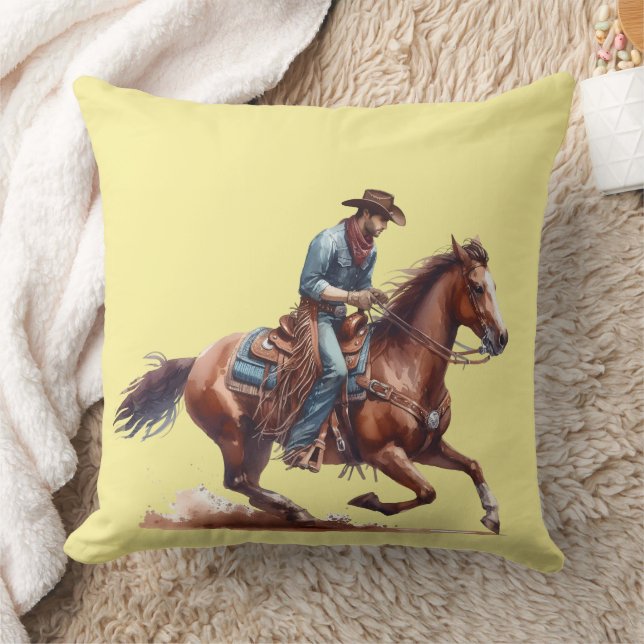 Desert Cowboy  Throw Pillow (Blanket)
