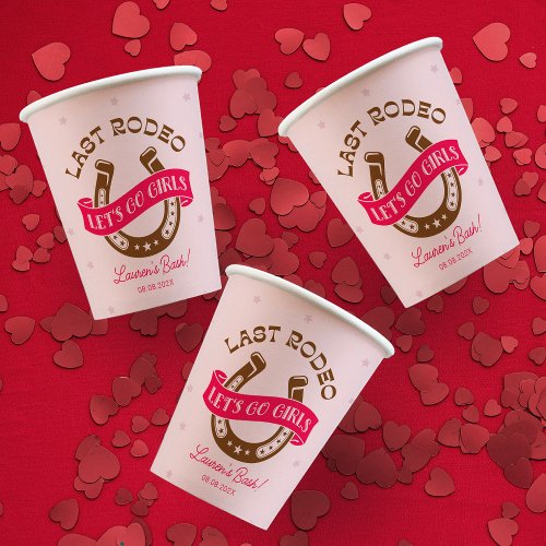 Desert Cowgirl Last Rodeo Bachelorette Party Paper Cups