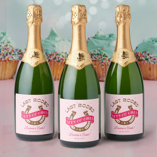 Desert Cowgirl Last Rodeo Bachelorette Party Sparkling Wine Label