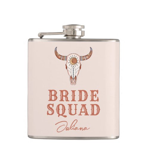 Desert Cowgirl Last Rodeo Bride Squad Flask
