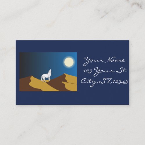 Desert Coyote Howling Full Moon Thunder_Cove Business Card