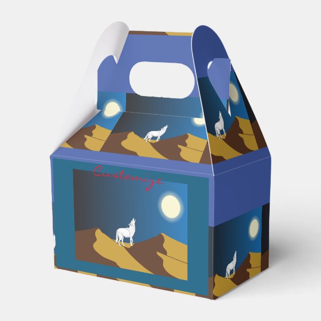 Desert Coyote Howling Full Moon Thunder_Cove Favor Boxes (Front Side)