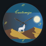 Desert Coyote Howling Full Moon Thunder_Cove Large Clock<br><div class="desc">Desert Coyote Howling Full Moon Thunder_Cove to customize, personalize by changing to your name</div>