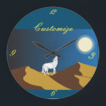 Desert Coyote Howling Full Moon Thunder_Cove Large Clock<br><div class="desc">Desert Coyote Howling Full Moon Thunder_Cove to customize,  personalize by changing to your name</div>