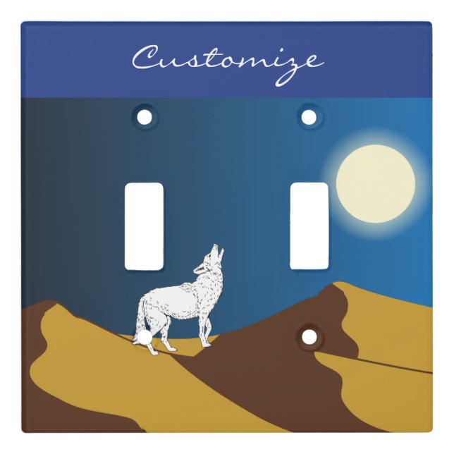Desert Coyote Howling Full Moon Thunder_Cove Light Switch Cover (Front)