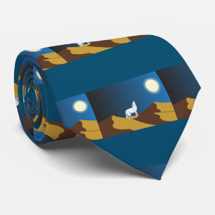 Desert Coyote Howling Full Moon Thunder_Cove Neck Tie