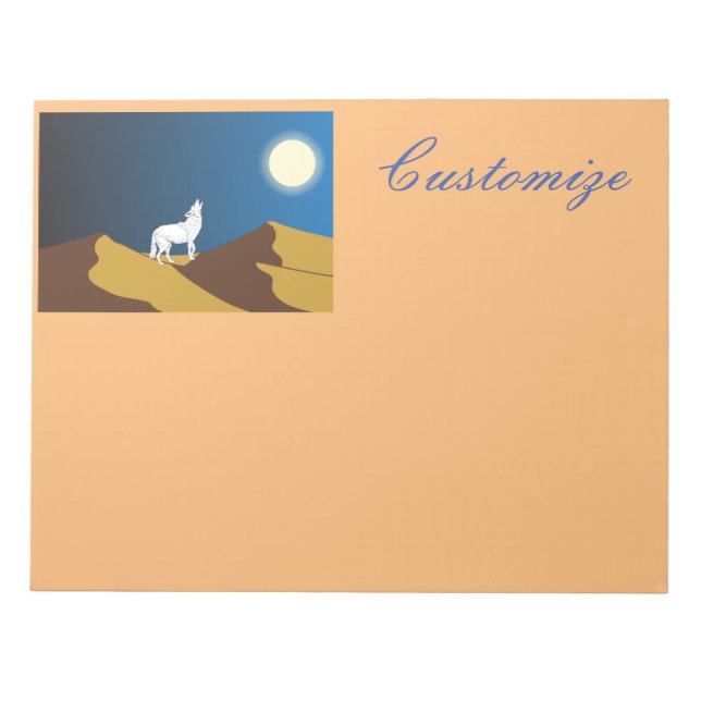 Desert Coyote Howling Full Moon Thunder_Cove Notepad (Front)