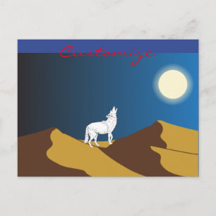 Desert Coyote Howling Full Moon Thunder_Cove Postcard