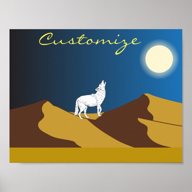 Desert Coyote Howling Full Moon Thunder_Cove Poster (Front)
