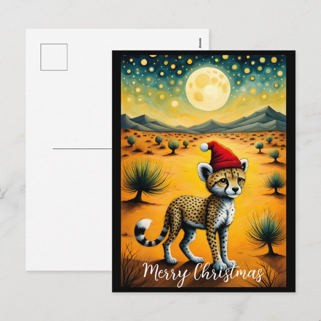 Desert Cute Baby Cheetah Christmas Holiday Postcard (Front/Back)