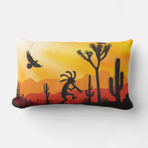 Desert Dance Of Kokopelli  Lumbar Pillow