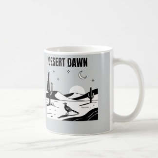 Desert Dawn Black and White Roadrunner Sketch Art Coffee Mug