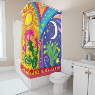 Desert Day and Night Shower Curtain