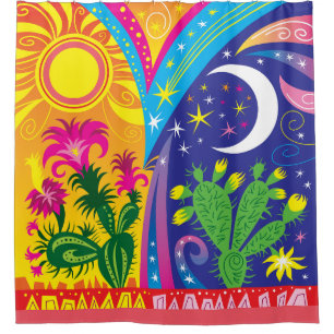 Desert Day and Night Shower Curtain