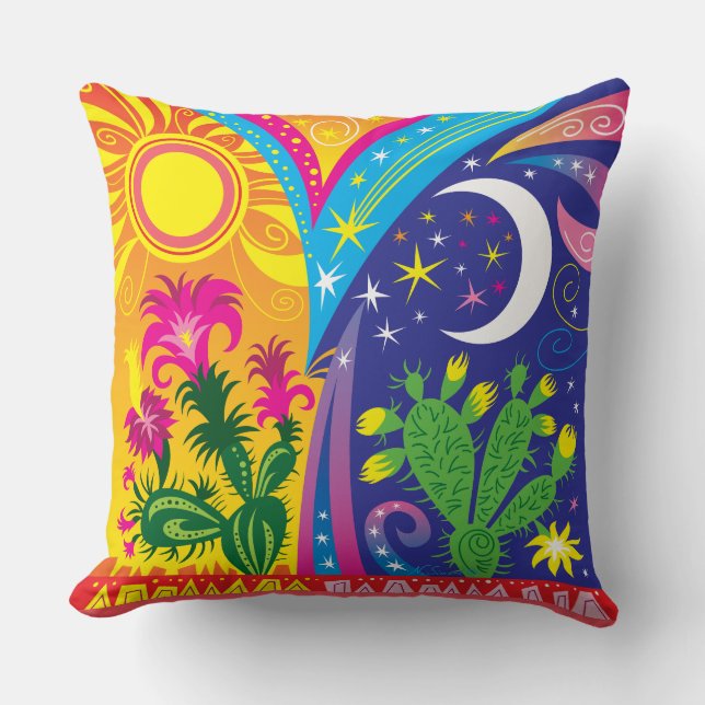 Desert Day and Night Throw Pillow (Front)