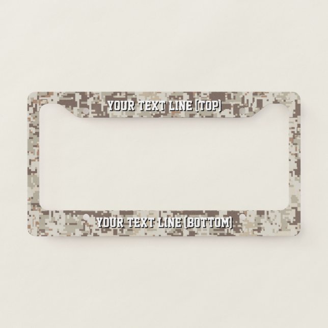 Desert Digital Camo graphic on a Personalized License Plate Frame (Front)