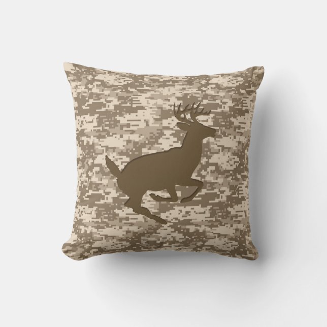 Desert Digital Camouflage Deer Camo Pattern Throw Pillow (Front)