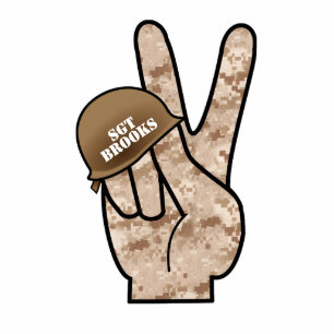 Desert Digital Camouflage Hand Peace Sign Ornament