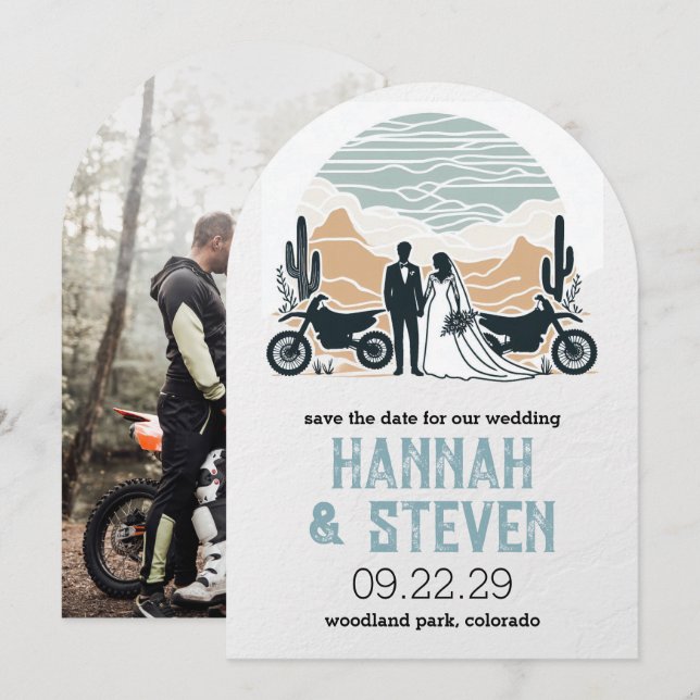 Desert Dirtbike Couple Wedding Save The Date (Front/Back)