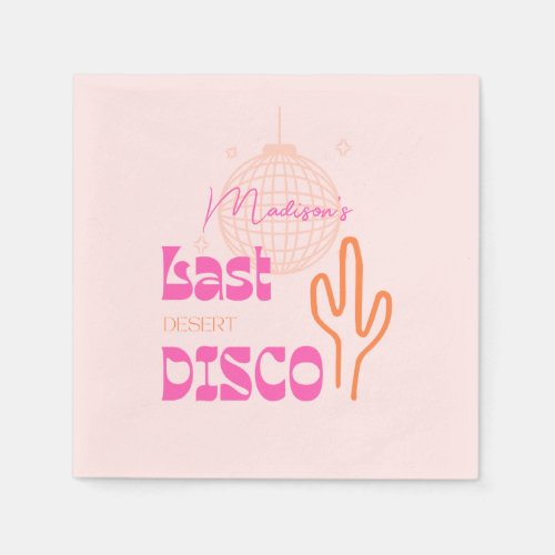 Desert Disco Bachelorette Party Pink  Orange Napkins