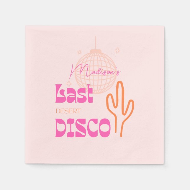 Desert Disco Bachelorette Party Pink & Orange Napkins (Front)