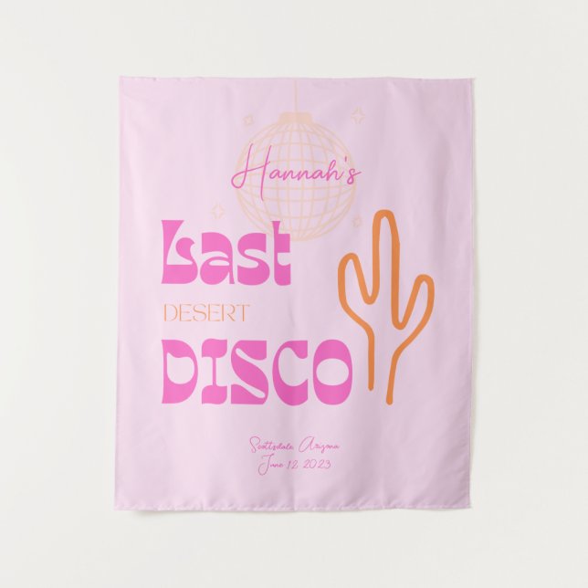 Desert Disco Bachelorette Photo Backdrop Pink  (Front)