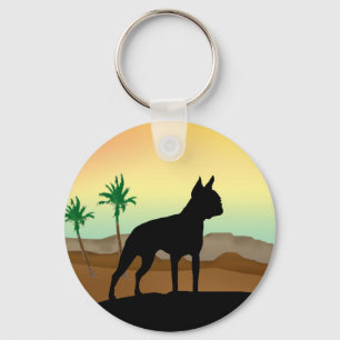 Desert Dog Boston Terrier Keychain