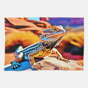 Desert Dragon Lizard Design Kitchen Towel