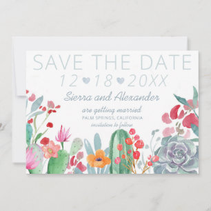 Desert Dream Boho Cactus Wildflower Wedding Save The Date