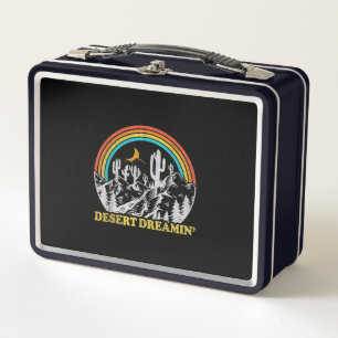 Desert Dreamin Retro Vintage 70s 80s Cactus Metal Lunch Box