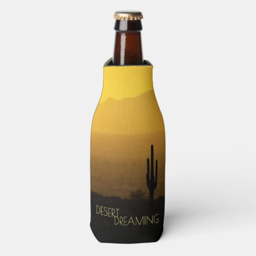 Desert Dreaming Golden Amber Sunset Cactus Arizona Bottle Cooler