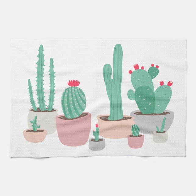 Desert Dreams Potted Cacti Kitchen Towel (Horizontal)
