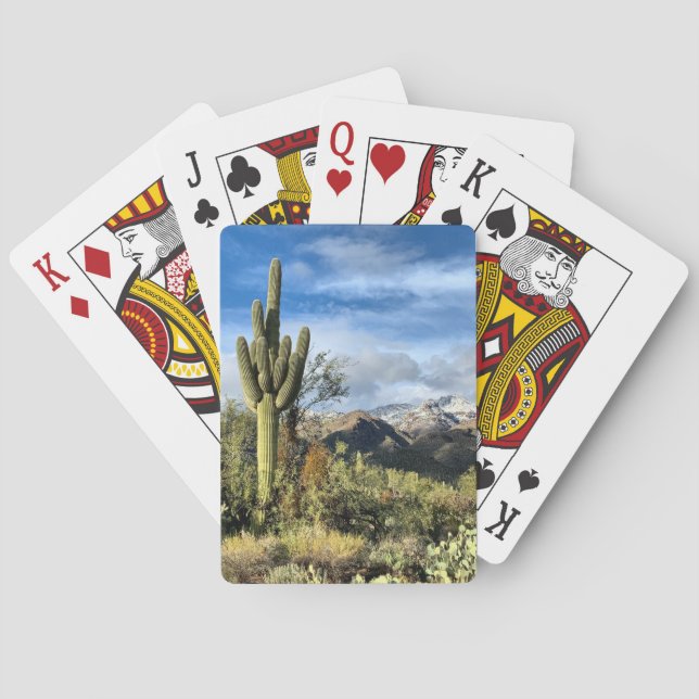 Desert Dreams Saguaro Cactus Catalina Mountains Poker Cards (Back)